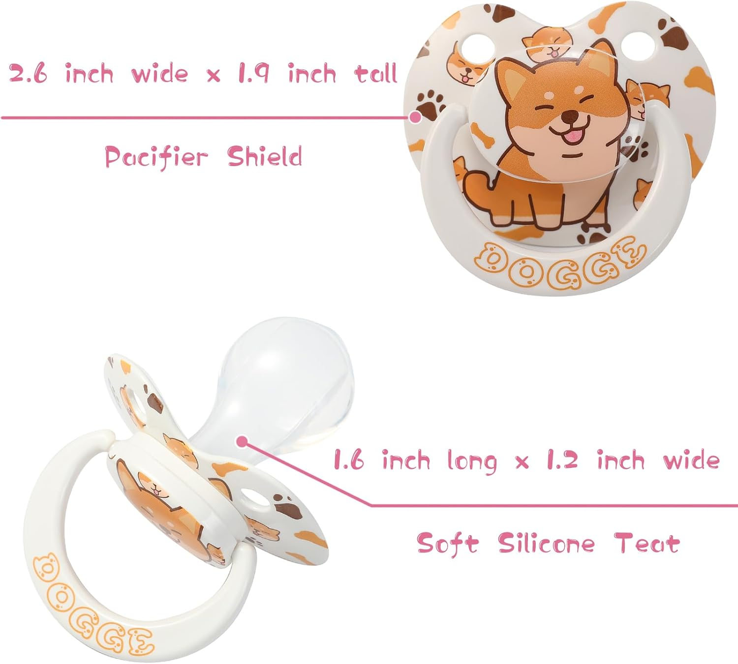 Adult Sized Pacifier Large Shield Binky Butterfly Shaped Cute Printed Paci image number 5