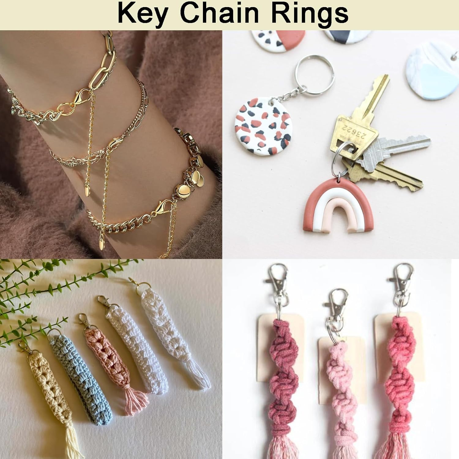 Keychain Making Kit,Key Rings,Key Rings Bulk,Keychain Rings,Necklace Clasp,Lobster Claw Clasps for Keychains,Jump Rings for Jewelry Making image number 2