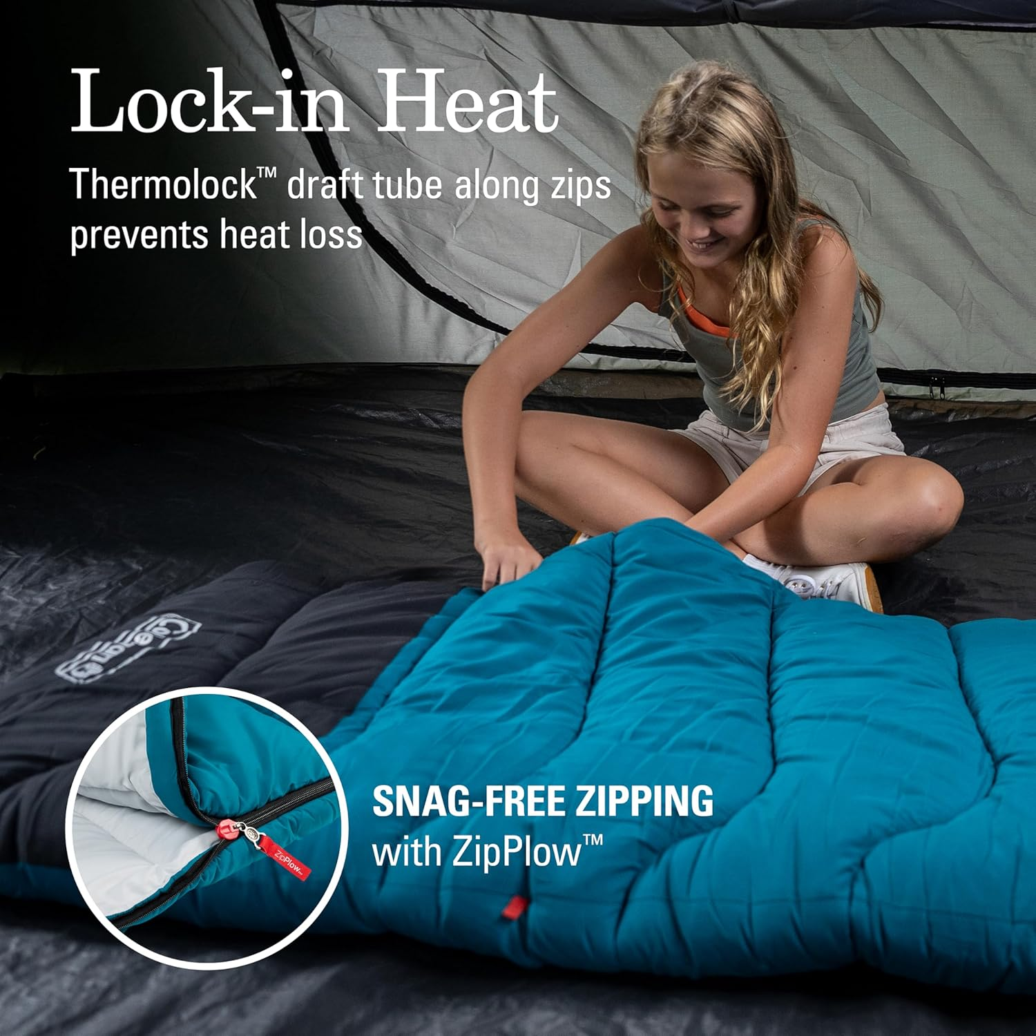 Coleman Mudgee -3&deg;C Kids Sleeping Bag | 175X75Cm, Cold Weather, Polyester Fill with Extra Heat Retention, XL Stuff Sack, Brushed Polyester Shell & Lining, Comfort Cuff for Neck, Easy to Pack image number 6