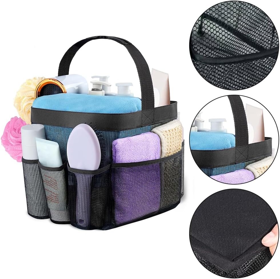 Mesh Shower Caddy Portable for College Dorm Room Essentials with 8 Pockets, Hanging Shower Caddy Dorm Basket, Quick Dry Shower Bag for Bathroom image number 5