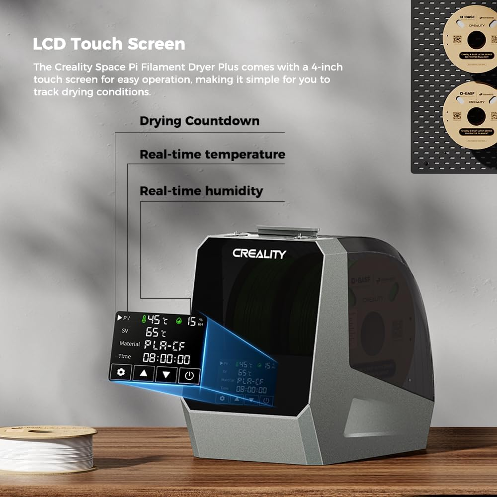 LAPOOH Space Pi Filament Dryer plus 3D Printer Upgraded Filament Dehydrator Storage Box with Advanced PTC Heating Technology Timer Function LCD Touchscreen Support Nylon ABS PETG PLA TPU