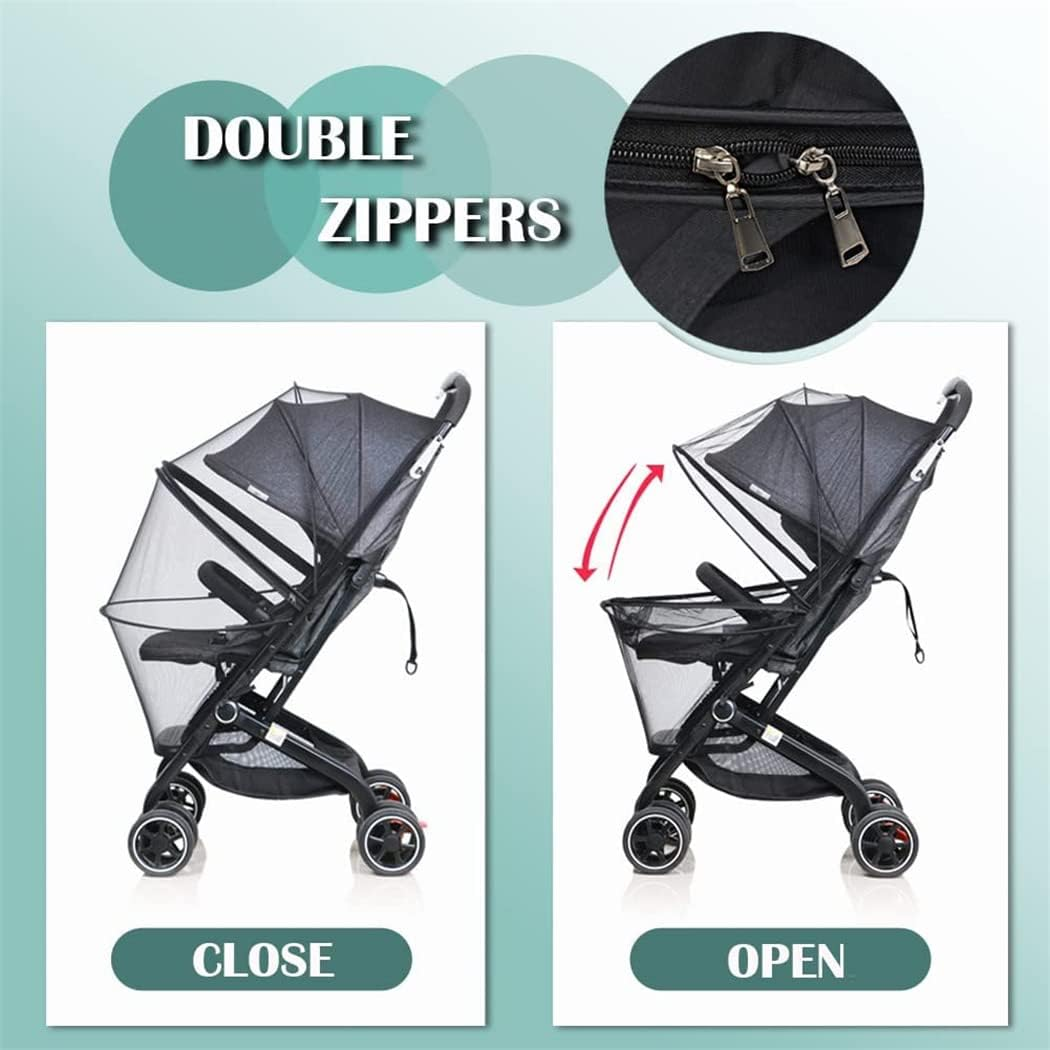 Stroller Bug Net Universal Mosquito Net, Unique Double Zipper Design, Easy to Install and Portable-Fit for Strollers Car Seat Bassinet Cradle image number 5