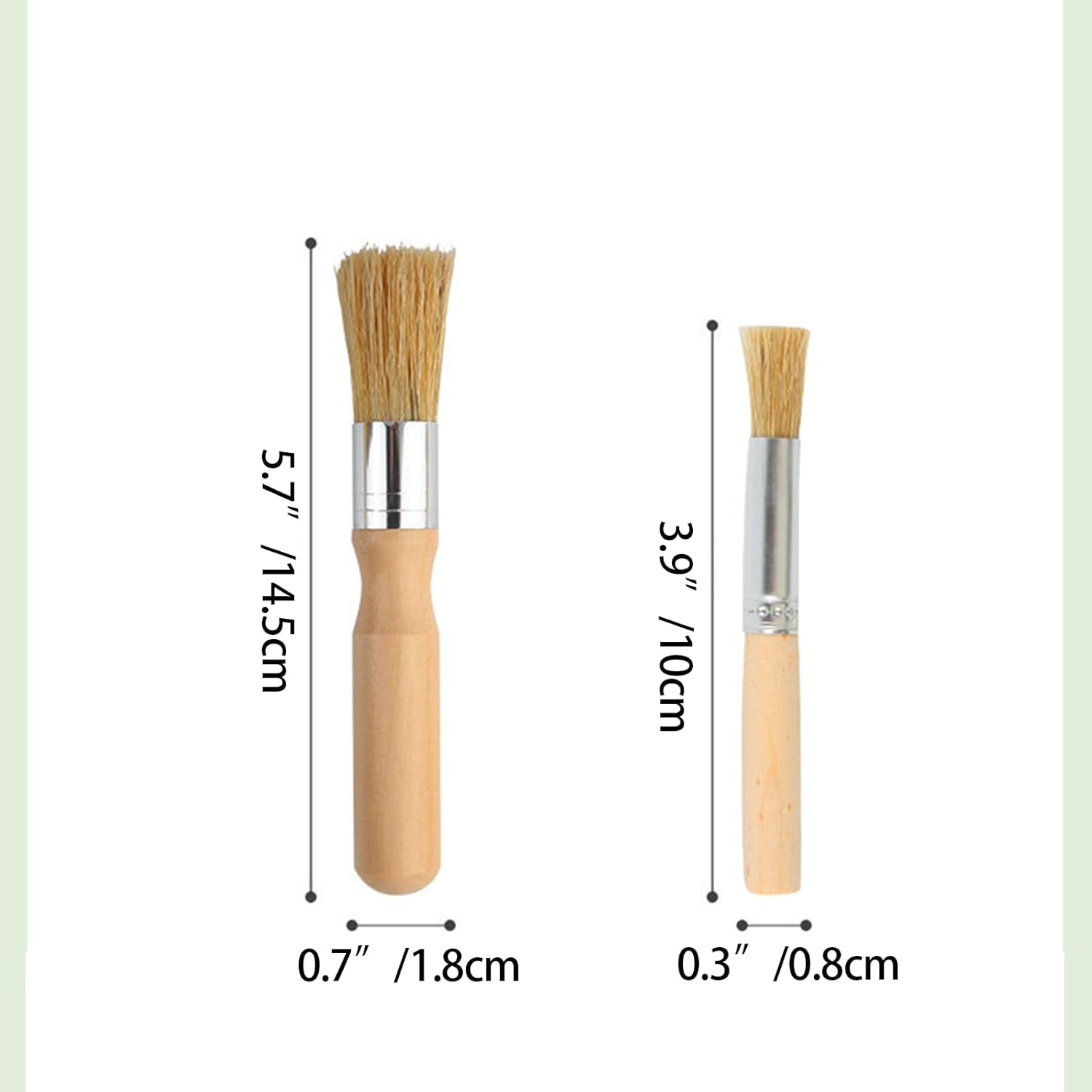 2 Pcs Natural Bristle round Pastry Brush, Wooden Handle BBQ Oil Brush for Cooking, Grilling, Baking, Multifunctional Kitchen Bristle Brush image number 1