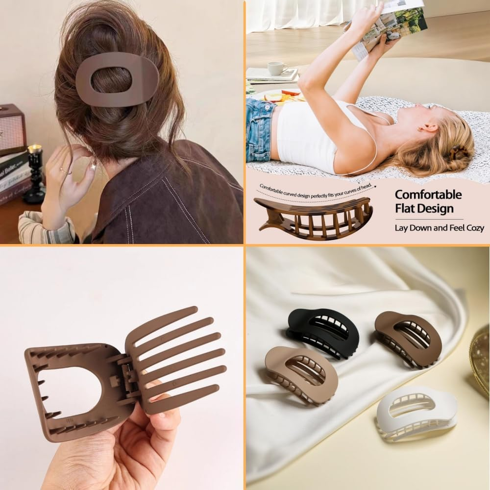 8 PCS Flat round Hair Claw Clips, Suitable for Girls, Durable French Hair Clips, Comfortable Bending Design, Anti-Slip Hair Clips, Suitable for Thin to Thick Hair, Daily Use - Multiple Colors image number 4