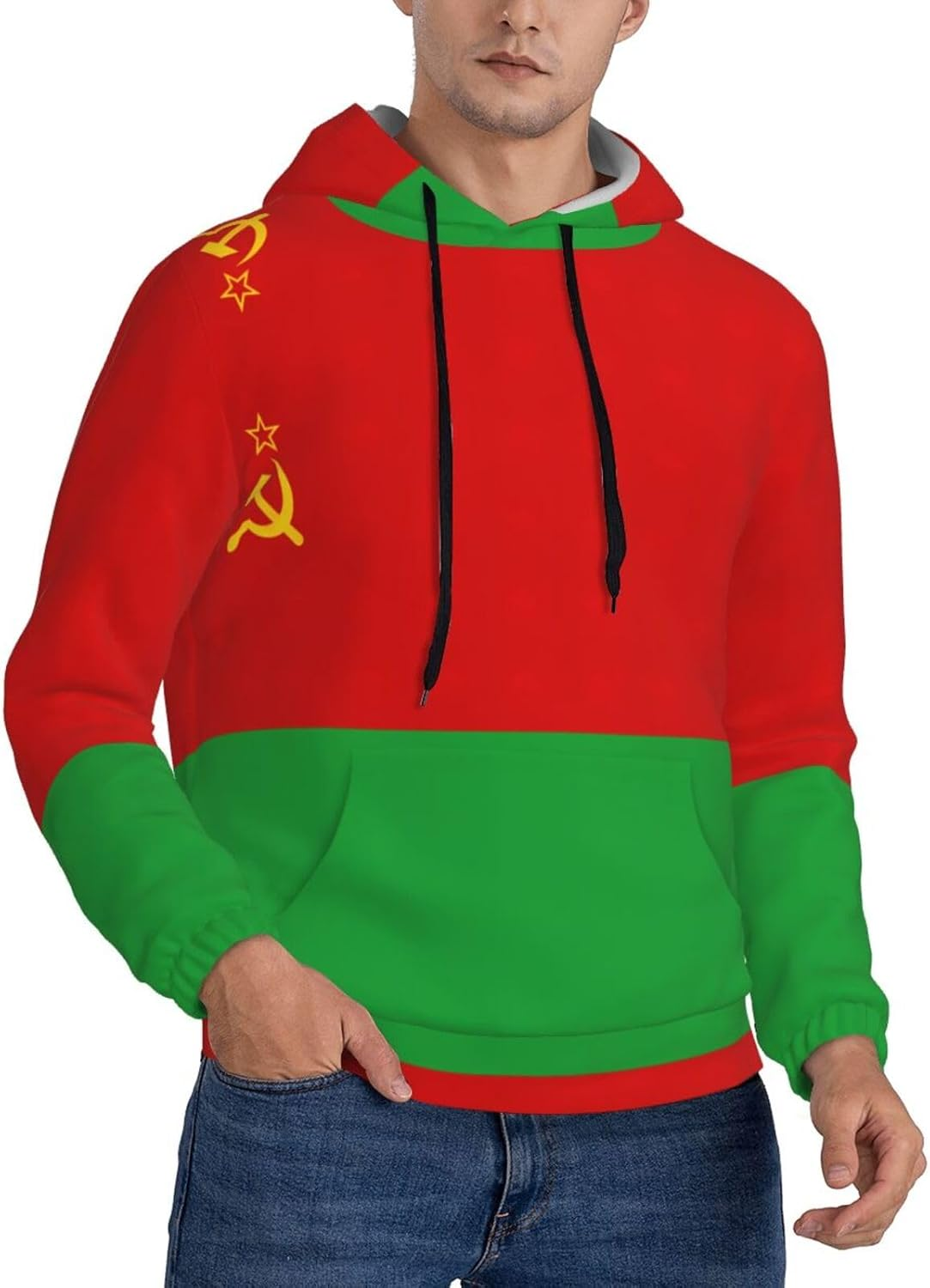 SDEGTHO Flag of Belarus Mens Christmas Oversized Hoodies Classic Hoodie Pullover Hoodies for Men Streetwear Sweatshirts image number 4