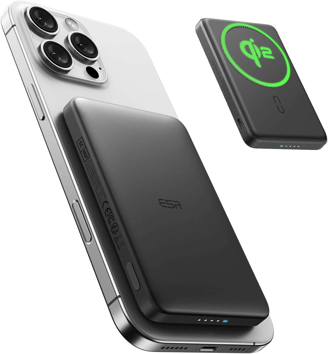 ESR for Magsafe Power Bank, Ultra-Compact 10,000Mah Magsafe Portable Charger, 15W Ultra-Fast Battery Pack, 27W USB-C Magslim Charger with Cable for Iphone 17/16/15/14/13/12, Black
