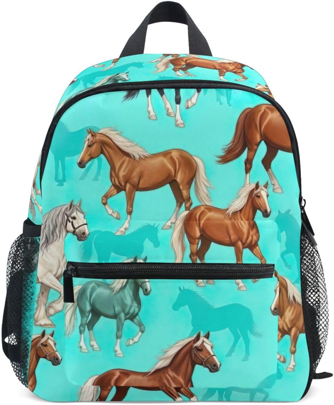 RPLIFE Toddler Backpack for Girls Boys, Horse Turquoise Travel Backpack with Name Tag Mini, 3-8 Years image number 3