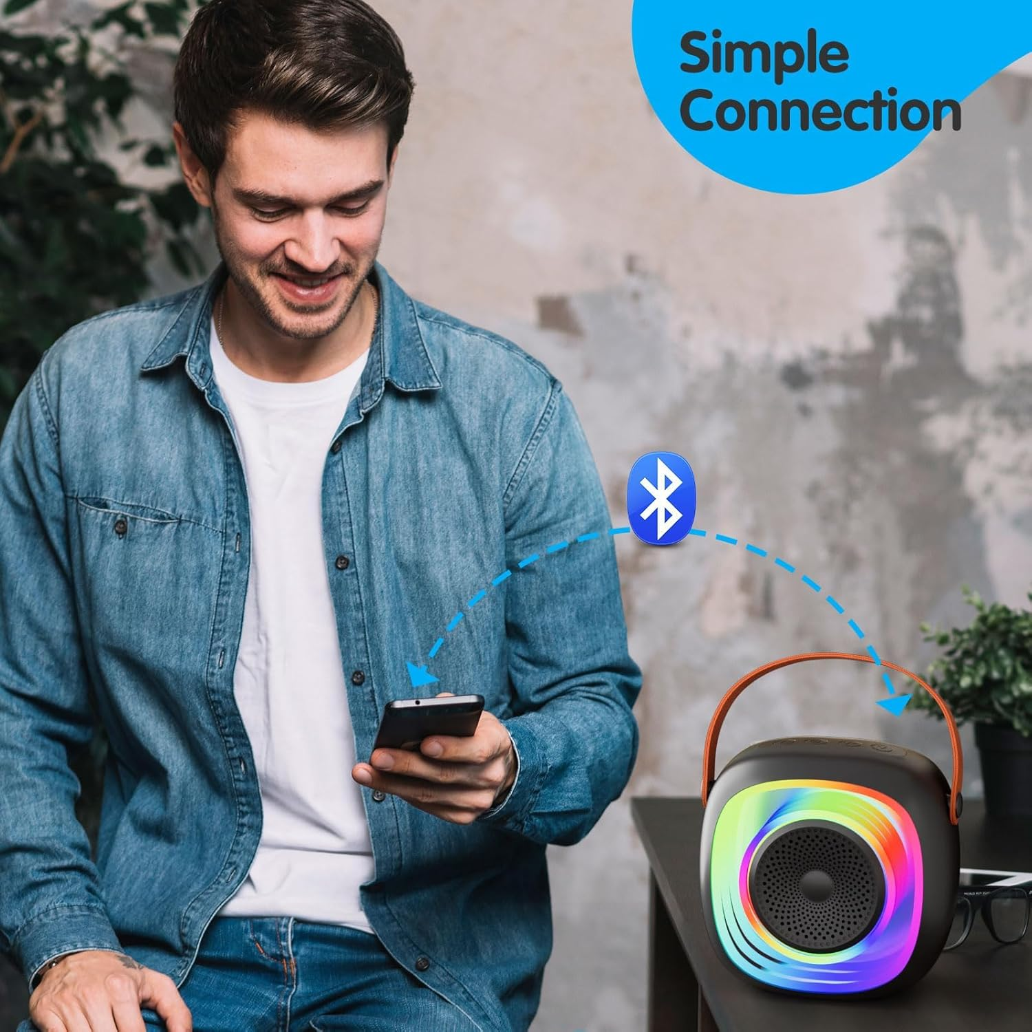 Karaoke Machine for Kids Adults, Portable Bluetooth Speaker with Wireless Microphone and Colorful Lights, Gifts for Girls Boys Birthday/Home Party(Black) image number 3