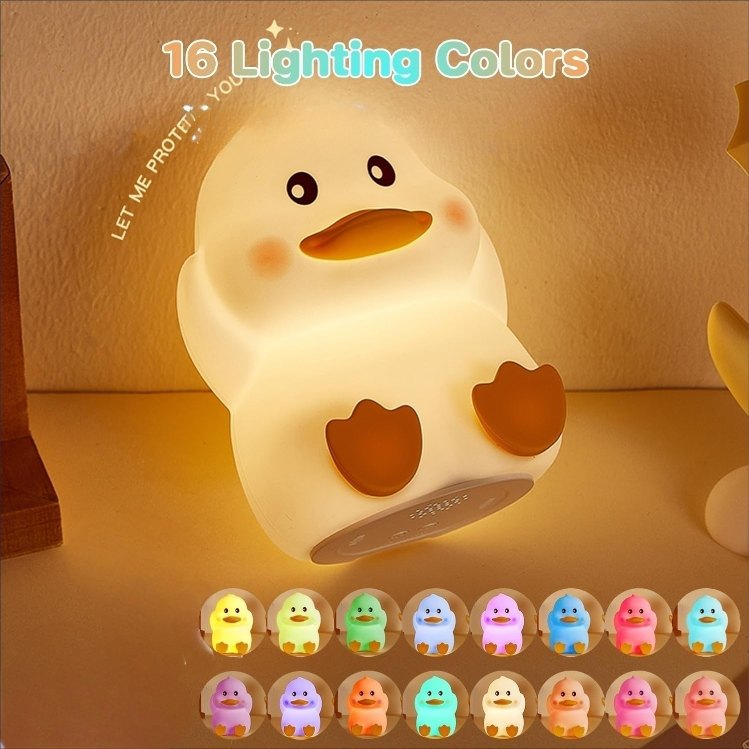 Slotlien Night Light, Timer Kids Night Light, Cute Animal Baby Nursery Lamp, Squishy Silicone Touch Lamp, Dimmable Night Lamp, Kawaii Rechargeable LED Nightlight, Gifts for Kids Baby Women (Duck)