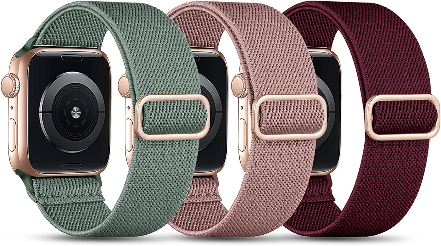Witzon Stretchy Nylon Bands Compatible with Apple Watch Band 38Mm 40Mm 41Mm 42Mm for Women Men, Adjustable Breathable Elastic Sport Strap Solo Loop for Apple Watch SE Iwatch Series 11 10 9 8 7 6 5 4 3