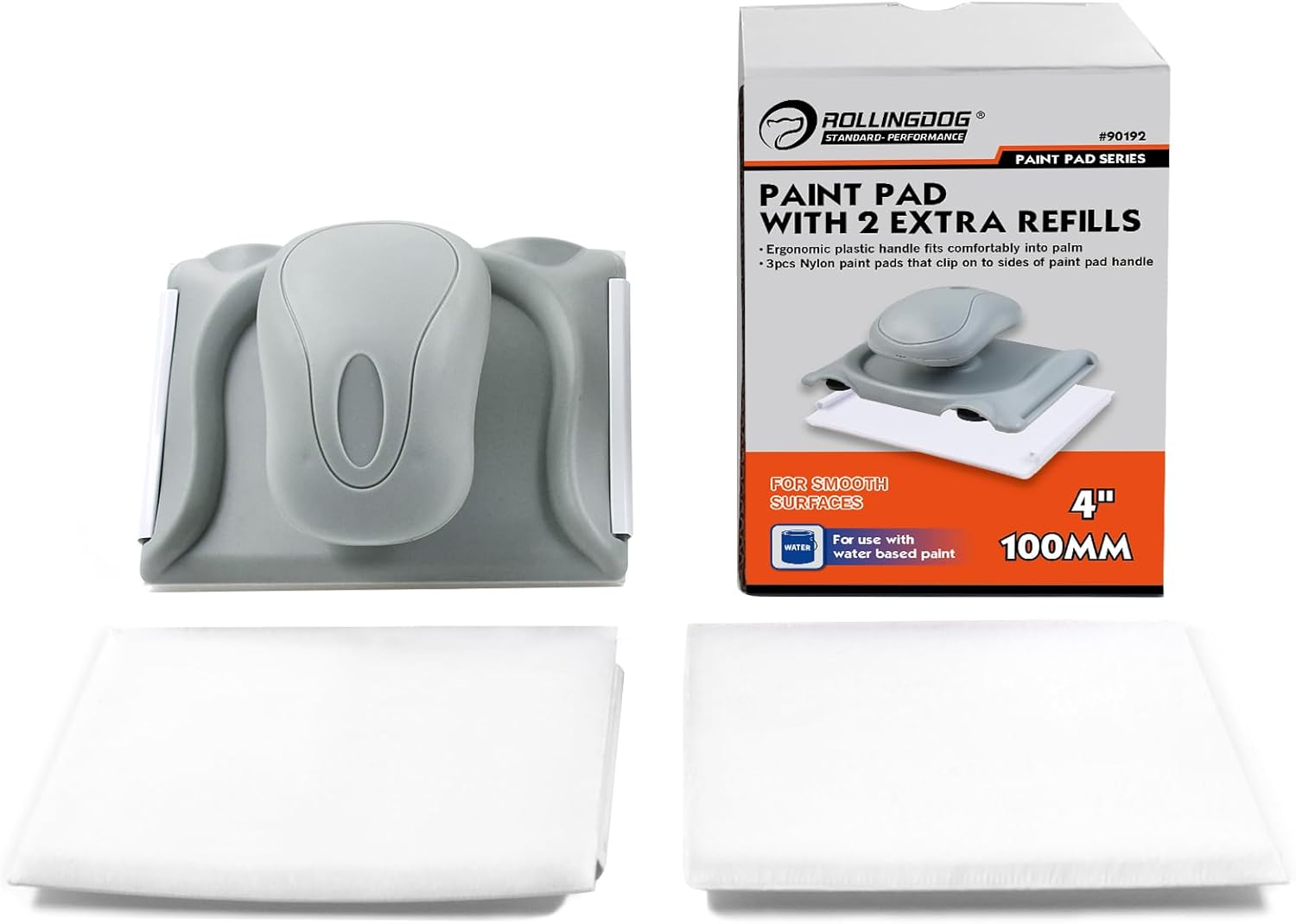 ROLLINGDOG Paint Pad Set - 4" Paint Edger Pad with 2PCS Paint Pad Refills for Smooth Wall Ceiling Windows Cutting In