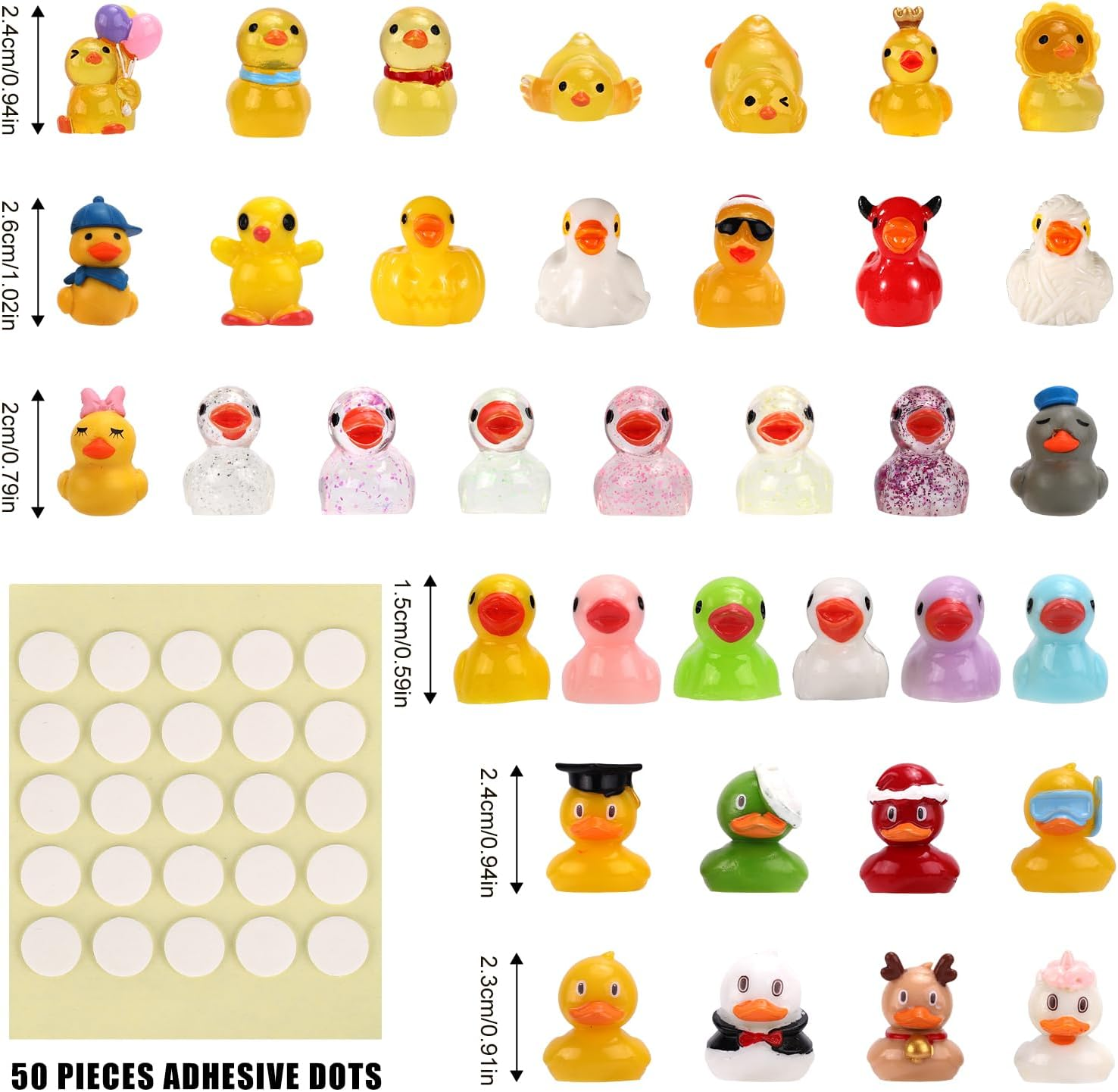 XIHIRCD 36Pcs Mini Resin Ducks, Colorful Miniature Ducks Figurines, Small Ducks Figures, Tiny Animal Accessories for Potted Plants Garden Landscape DIY Christmas Home Decoration