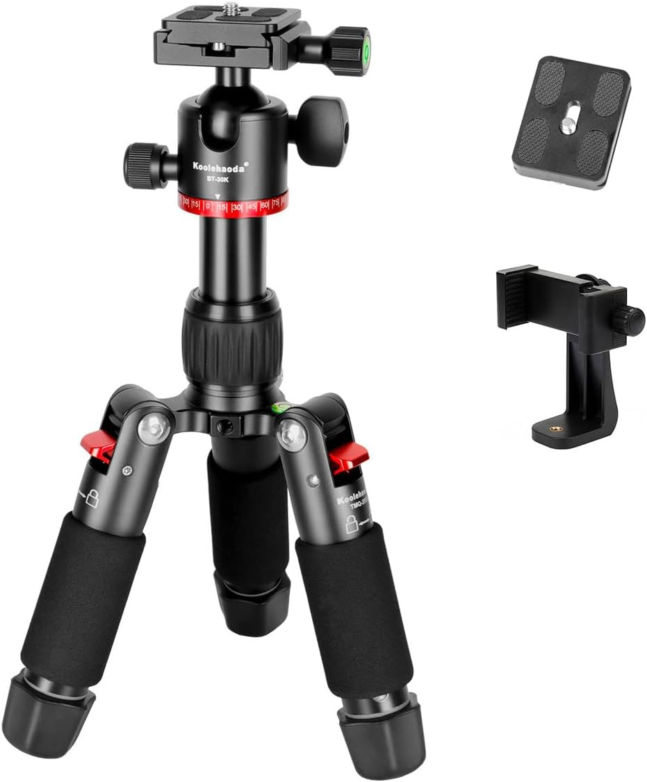 Koolehaoda Camera Mini Tripod 25Inch Portable Metal Tripod with 360&deg; Ball Head, 1/4" Arca Type Quick Release Plate for DSLR Camera Video Camcorder, Load up to 10KG - (Orange)