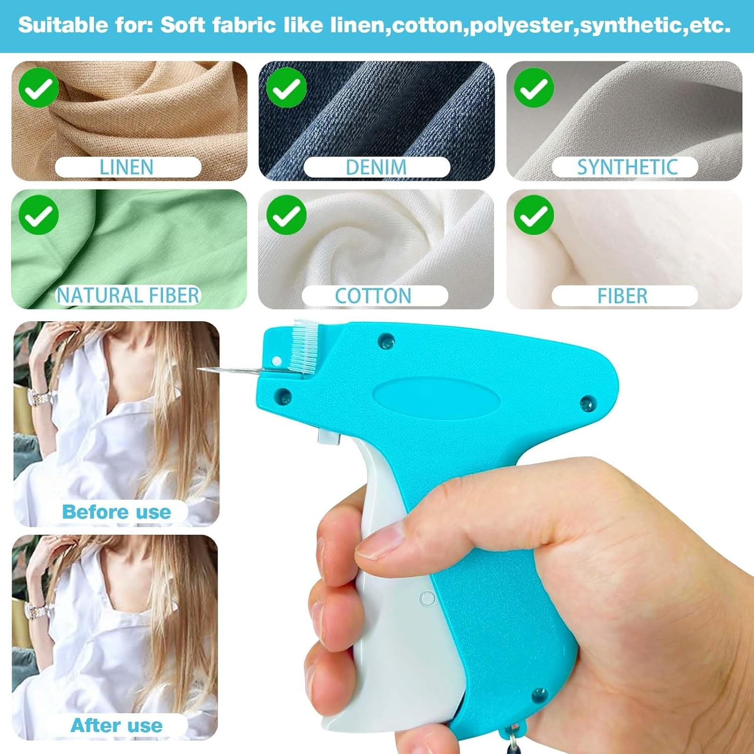 Pacify Tagging Gun for Clothing, Stitch Tag Gun for Clothes with 10000 Micro Fasteners & 6 Needles, Quick Fixer Stitchy Microstitch Gun Fine Stitch Tool (B) - A image number 3