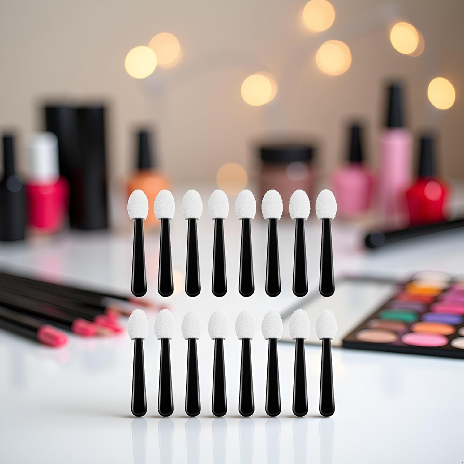 100Pcs Black White Small Eyeshadow Applicators Eye Shadow Sponge Applicator Sticks Eye Makeup Applicators Sponge Tip Make up Applicators Eyeshadow Brushes image number 6