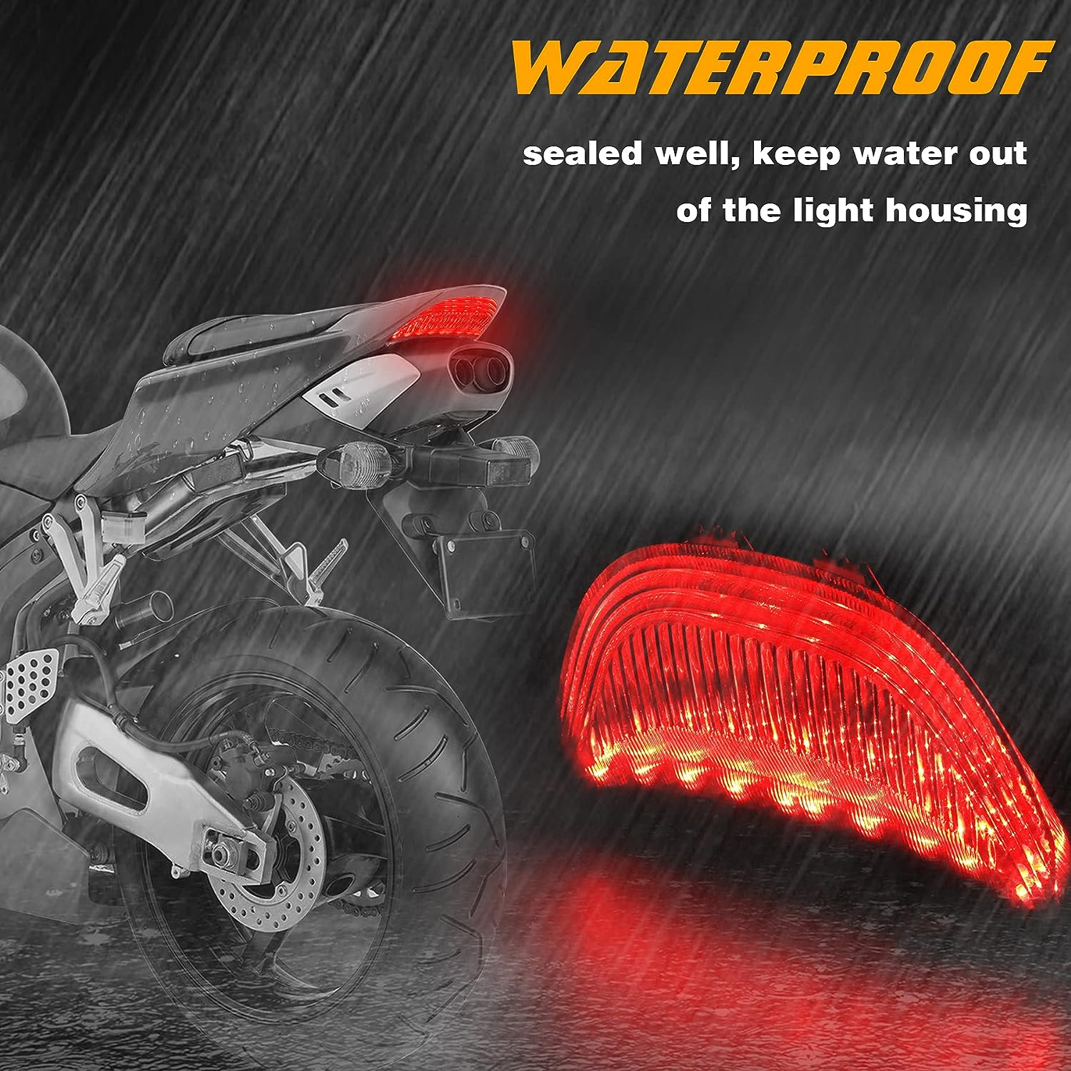 QUASCO Led Brake Tail Light Smoked Taillights with Turn Signal Compatible with Honda CBR600RR 2003-2006, CBR1000RR 2004-2007 image number 2