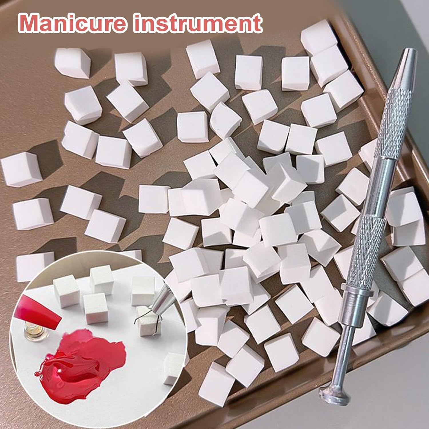 Gupcaqosjw Nail Sponges - 200-Pieces Nail Painting Sponges with Grabbing Pen - Professional Beauty Salon Manicure Tool for Family Friends Girls Mom Women