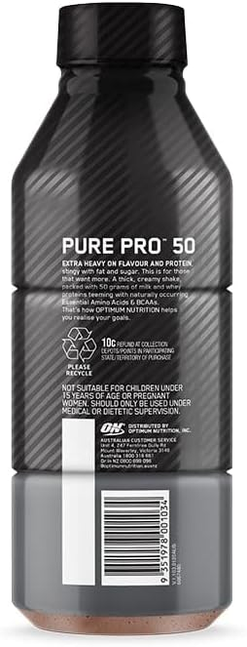OPTIMUM NUTRITION Pure Pro 50 Protein Drink, Chocolate Flavour, 508Ml, 12 Pack image number 2