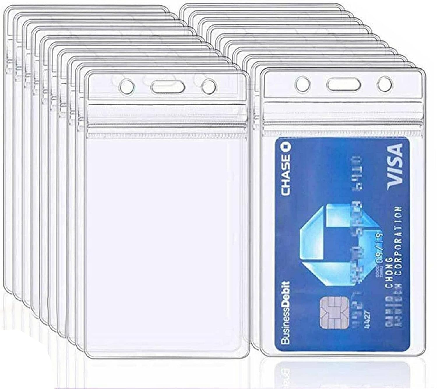 10 Pack ID Badge Holders Vertical Waterproof Holders Badge Clear Card Sleeve Case Cover ID Card Holder Name Tags, for Rfid/Proximity/Badge Swipe Cards or Credit Card/Driver'S License. image number 2