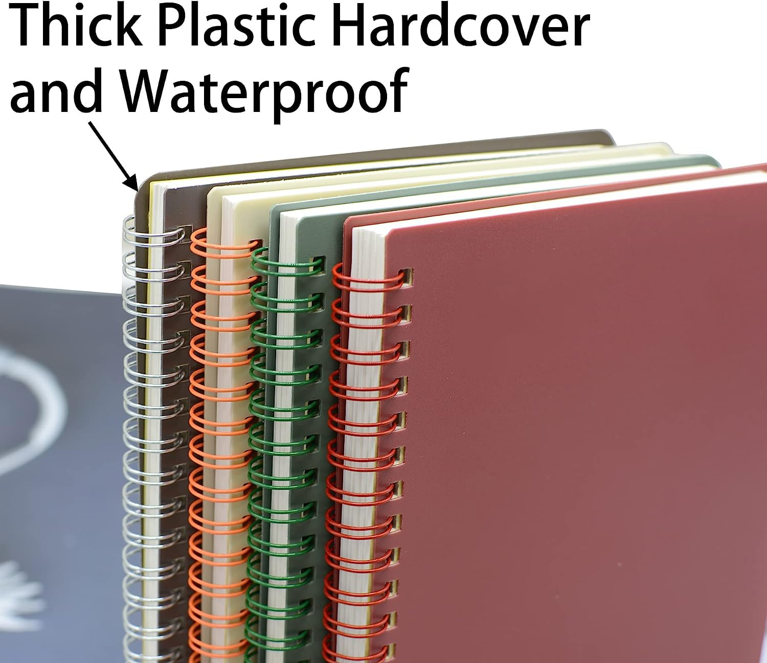 Yansanido Spiral Notebook, 4 Pcs 4 Color A5 Thick Plastic Hardcover 7Mm College Ruled Paper 80 Sheets (160 Pages) Journal for School and Office Supplies (4 Pcs A5) image number 6