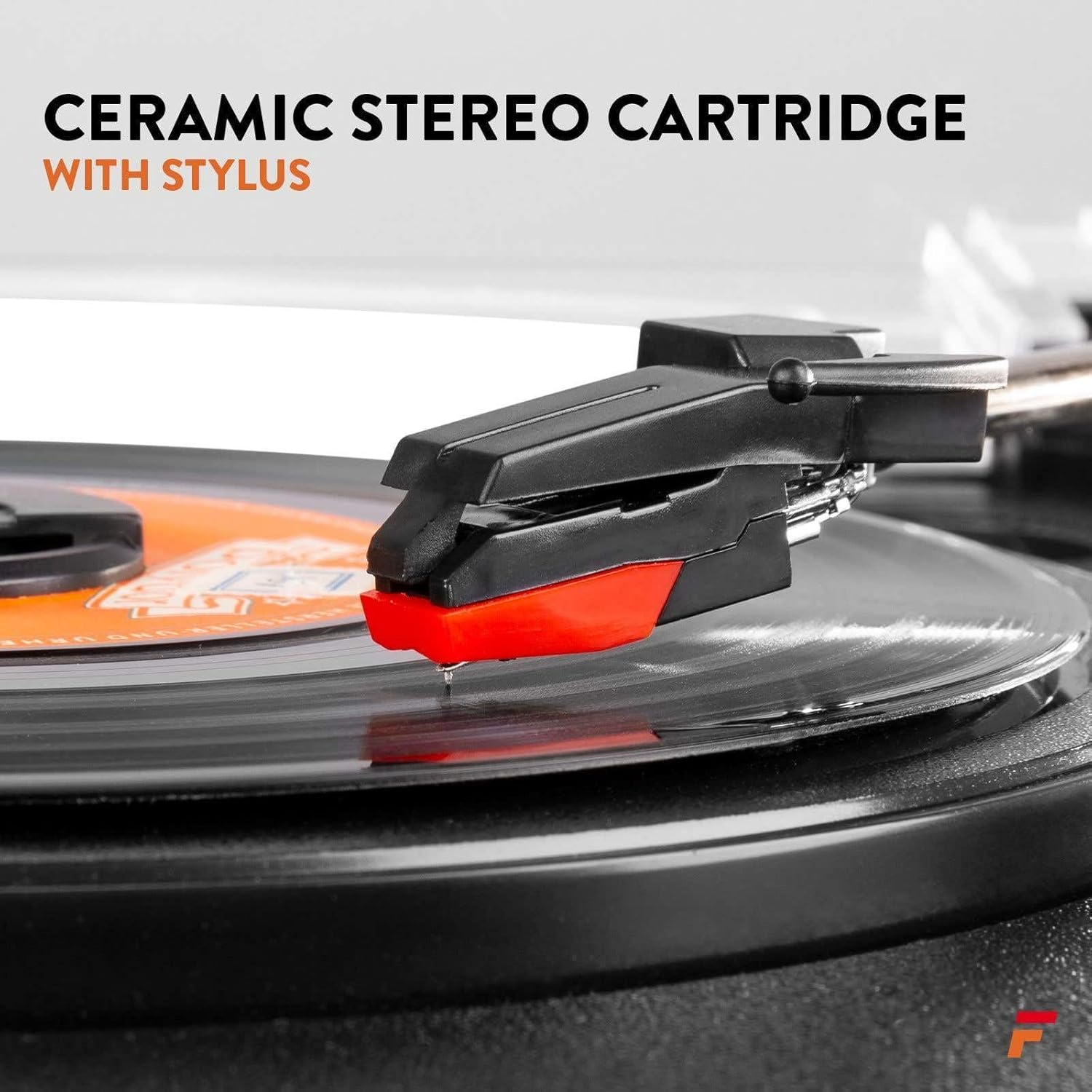 Fenton RP106W Record Player with Built-In Speakers, Vinyl to MP3 USB Conversion, Ceramic Cartridge, Wood image number 4