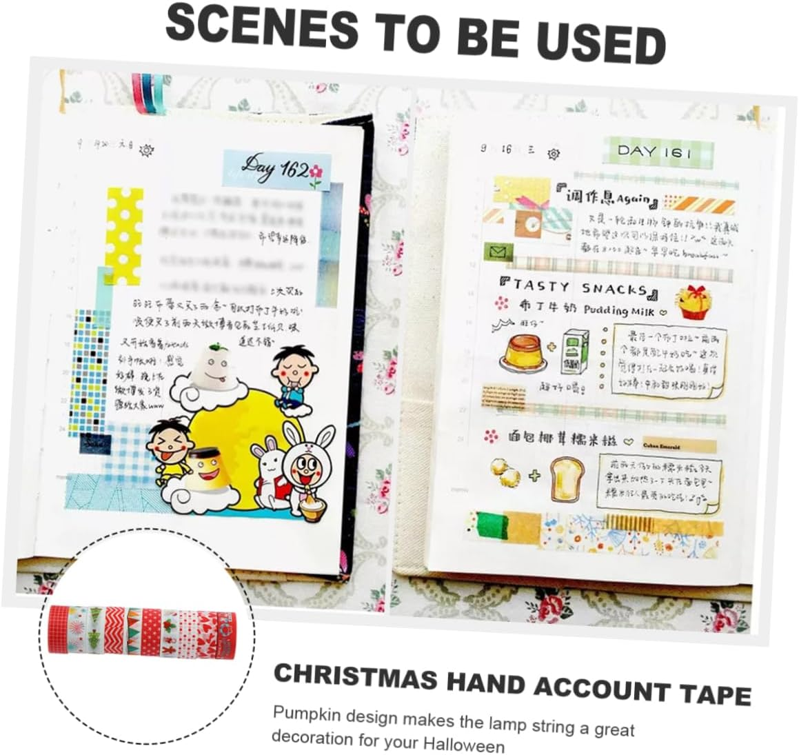 10 Rolls Christmas Decoration Tape Washi Tape for Scrapbooking and Handmade Crafts for Holiday Wrapping and Card Making image number 2