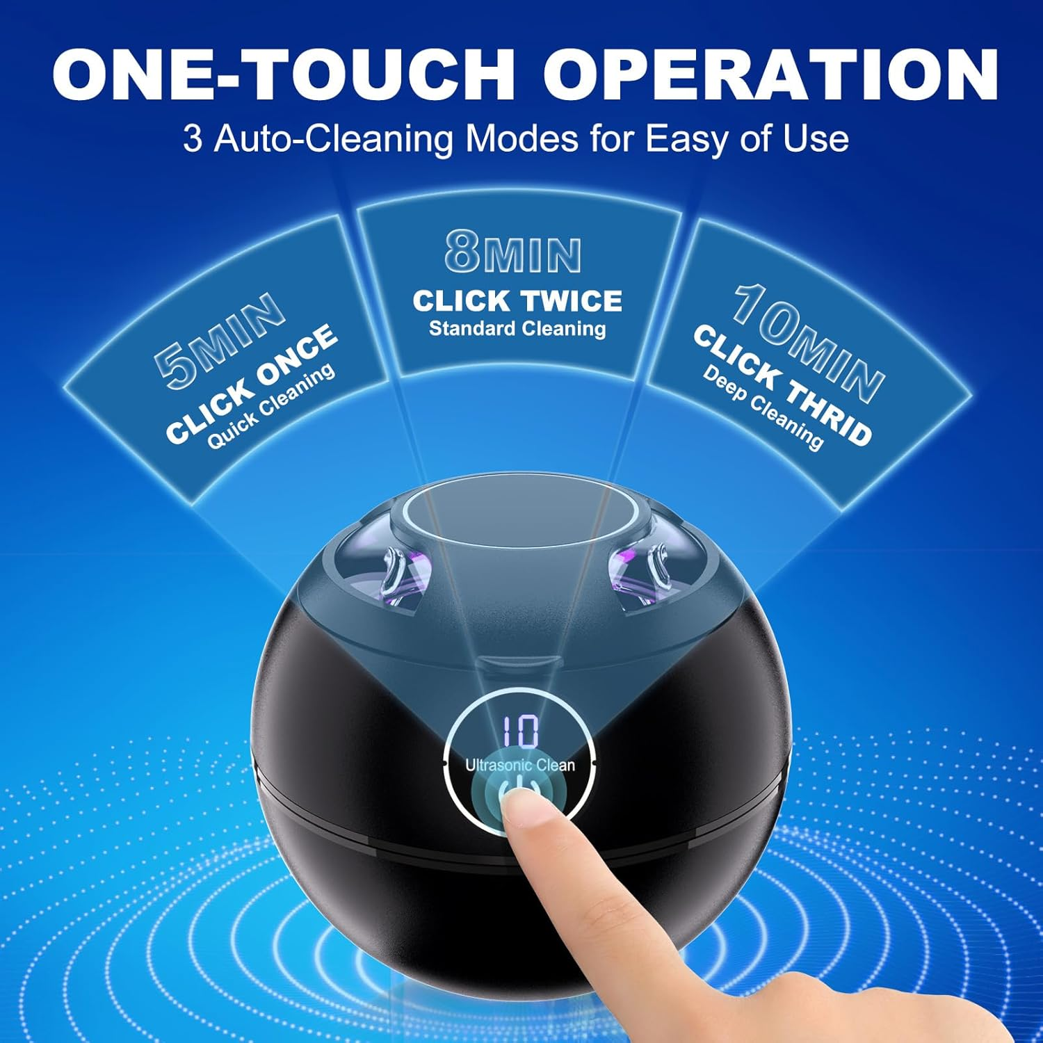 Ultrasonic Retainer Cleaner Machine, 45K HZ Dental Cleaning Pod with UV for Retainer, Dentures, Whitening Trays, Toothbrush Head, 190Ml Portable Ultrasonic Denture Cleaner for Home or Travel image number 3