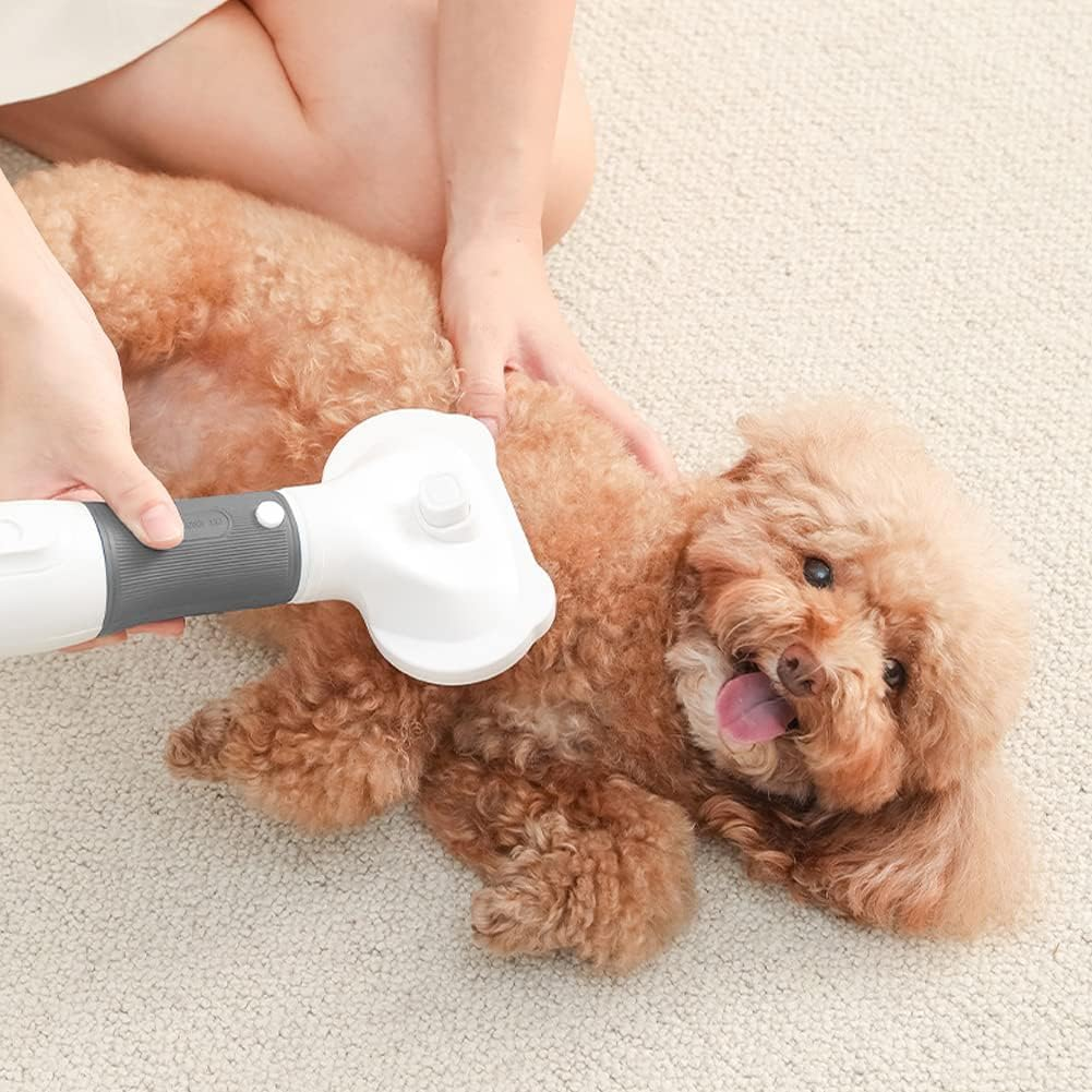 Pet Hair Dryer, 2 in 1 Pet Grooming Hair Dryer with Slicker Brush, Home Dog Hair Dryer with Adjustable 3 Temperatures Settings, for Small and Medium Dogs and Cats White image number 6