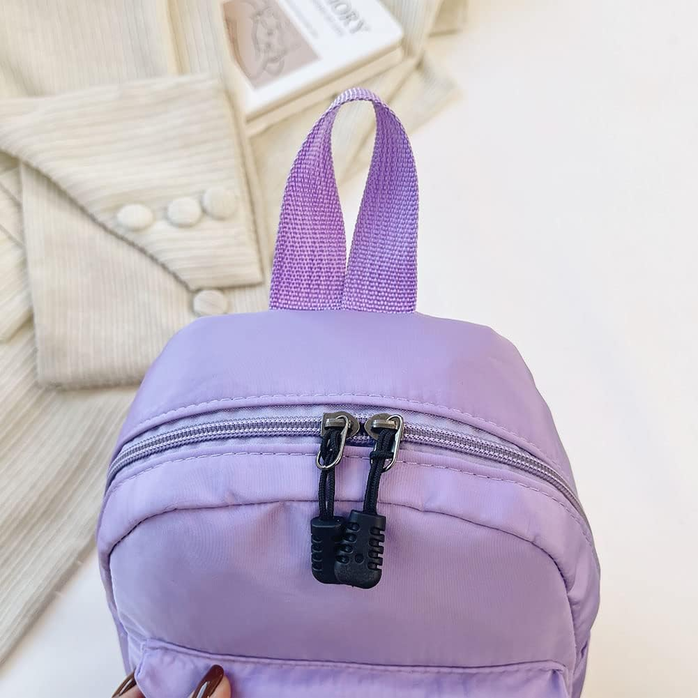 Casual Nylon Women Mini Backpack Fashion Solid Color Preppy Style Female Small Travel Knapsack Rucksacks image number 6