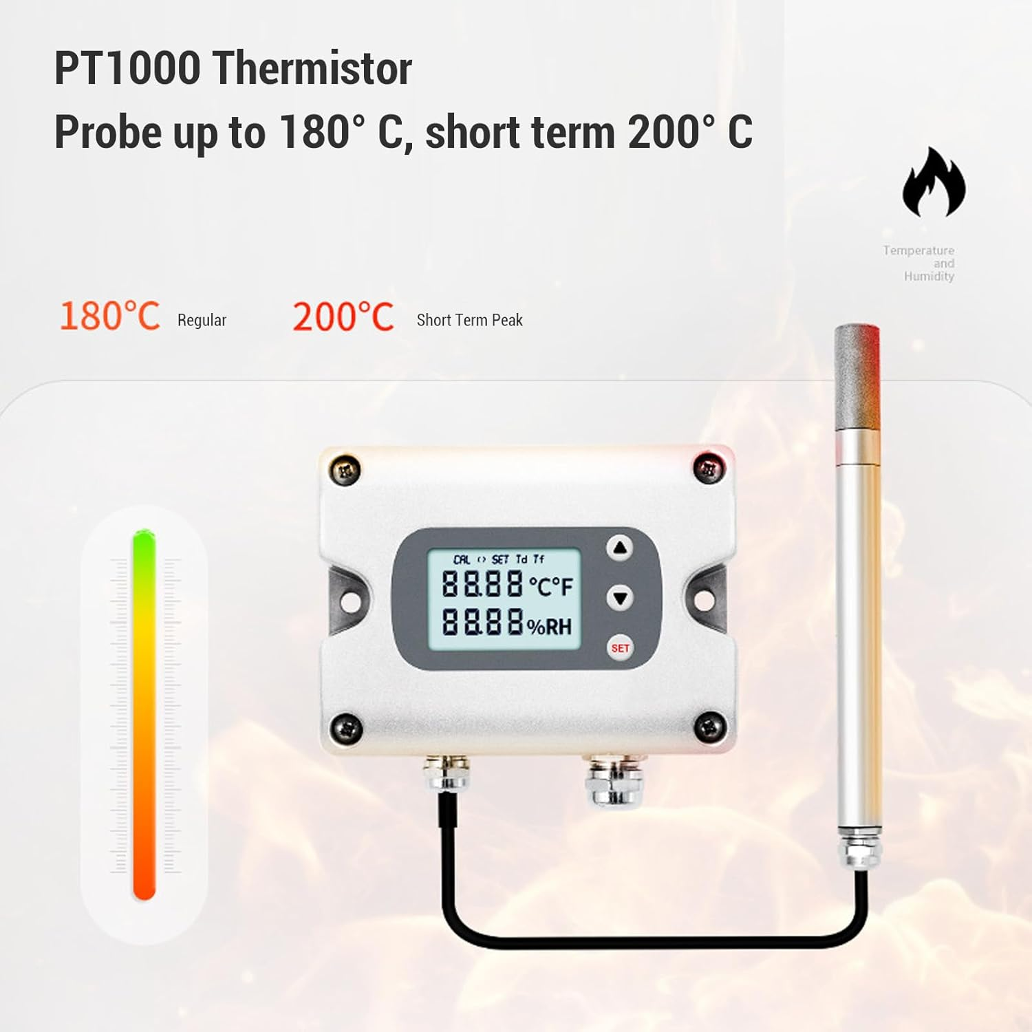 Zerodis Temperature and Humidity Sensor Transmitter for High Precision for Hard Environments with LCD Screen for Industrial Use of Aluminum Alloy Material image number 4