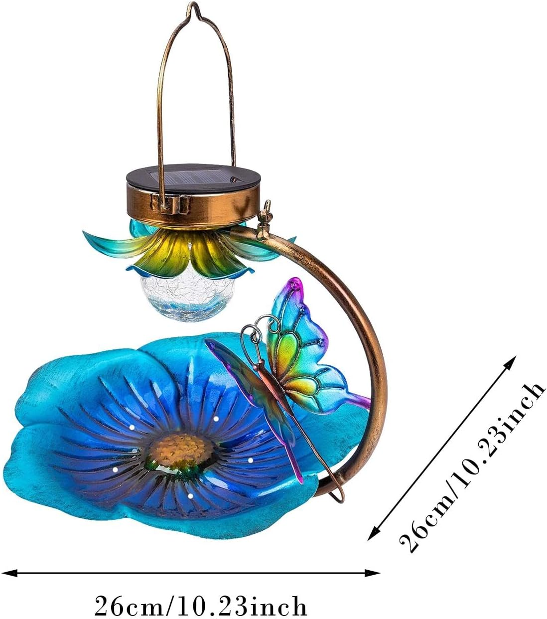 Metal Bird Feeder | Metal Lamp Feeder for Birds | Solar Powered Eaturing an Irregular Interior Pattern and a Bright and Warm Night