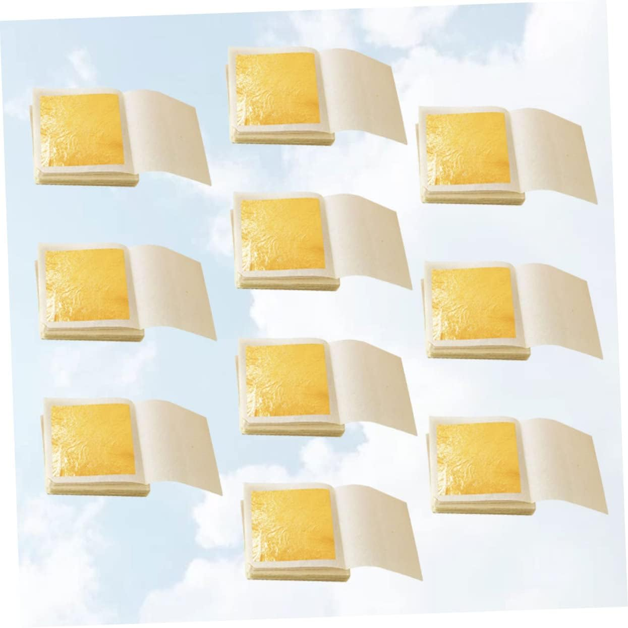 KONTONTY 10Pcs Edible Gold Foil Leaf for Cosmetic and Buddha Statue Decoration Brightening and Non Tarnishing Foil Paper for Beauty Applications