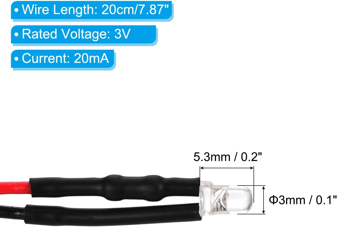 Uxcell 3Mm LED Diode Light, 20 Pcs 3V DC Pre Wired Mini LED Lights Bulb Light-Emitting Lamp for RC DIY Indicator Lighting, Emerald Green Lights image number 2