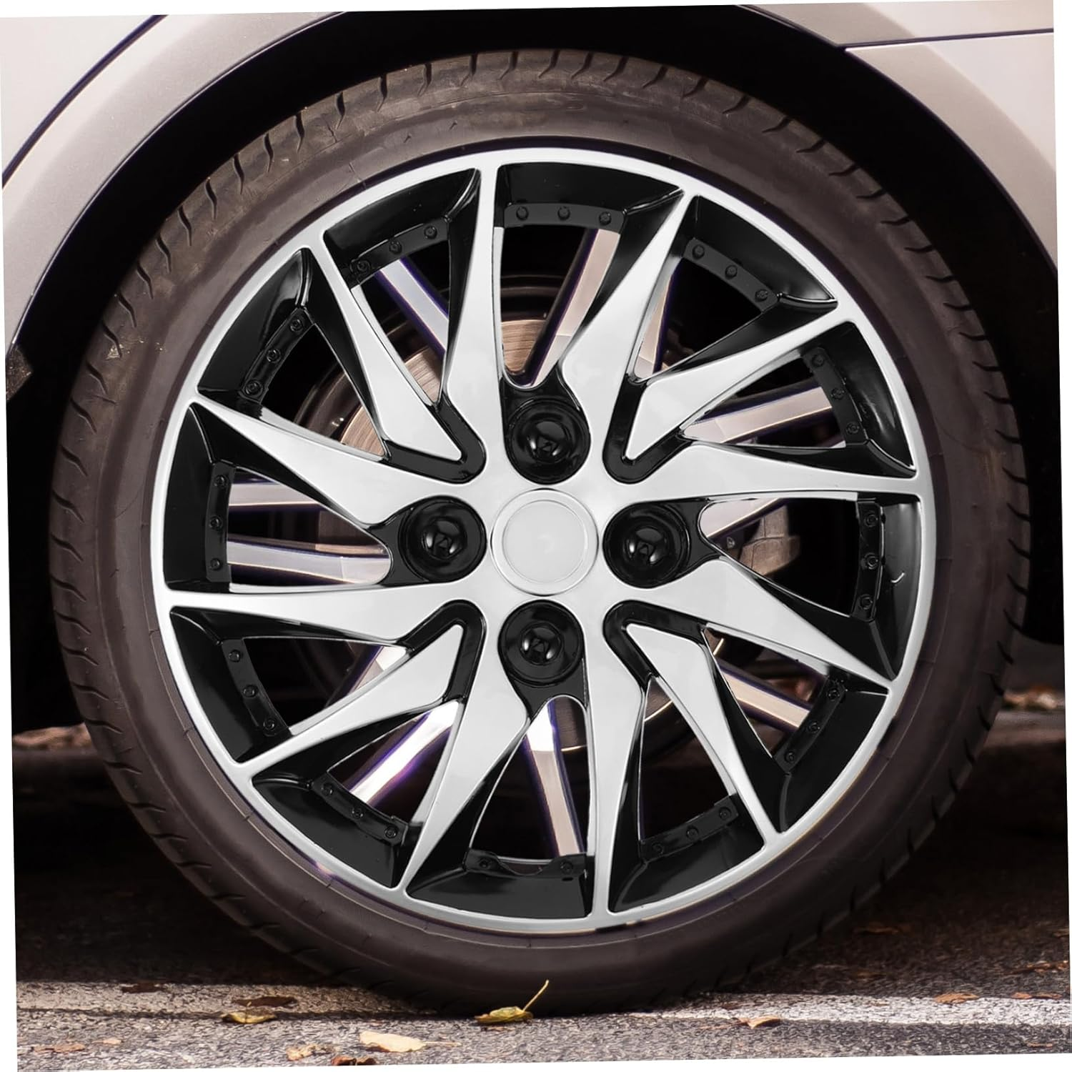 MUELODSIC Dual Color Automotive Hubcap Covers Wheel Covers for Car Easy Installation Removal Enhance Vehicle Look image number 2