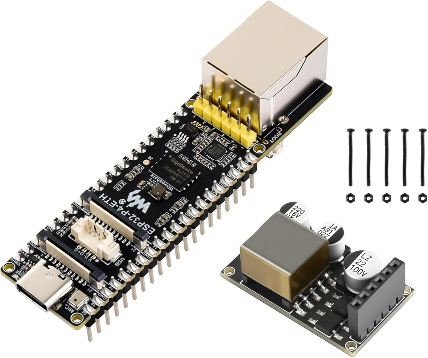 ESP32-P4-ETH Development Board with Pre-Soldered Header, Based on ESP32-P4 +100 Mbps RJ45 Ethernet Port, Rich Human-Machine Interfaces, Supports AI Speech Interaction, with Poe Module (3 Items) image number 5