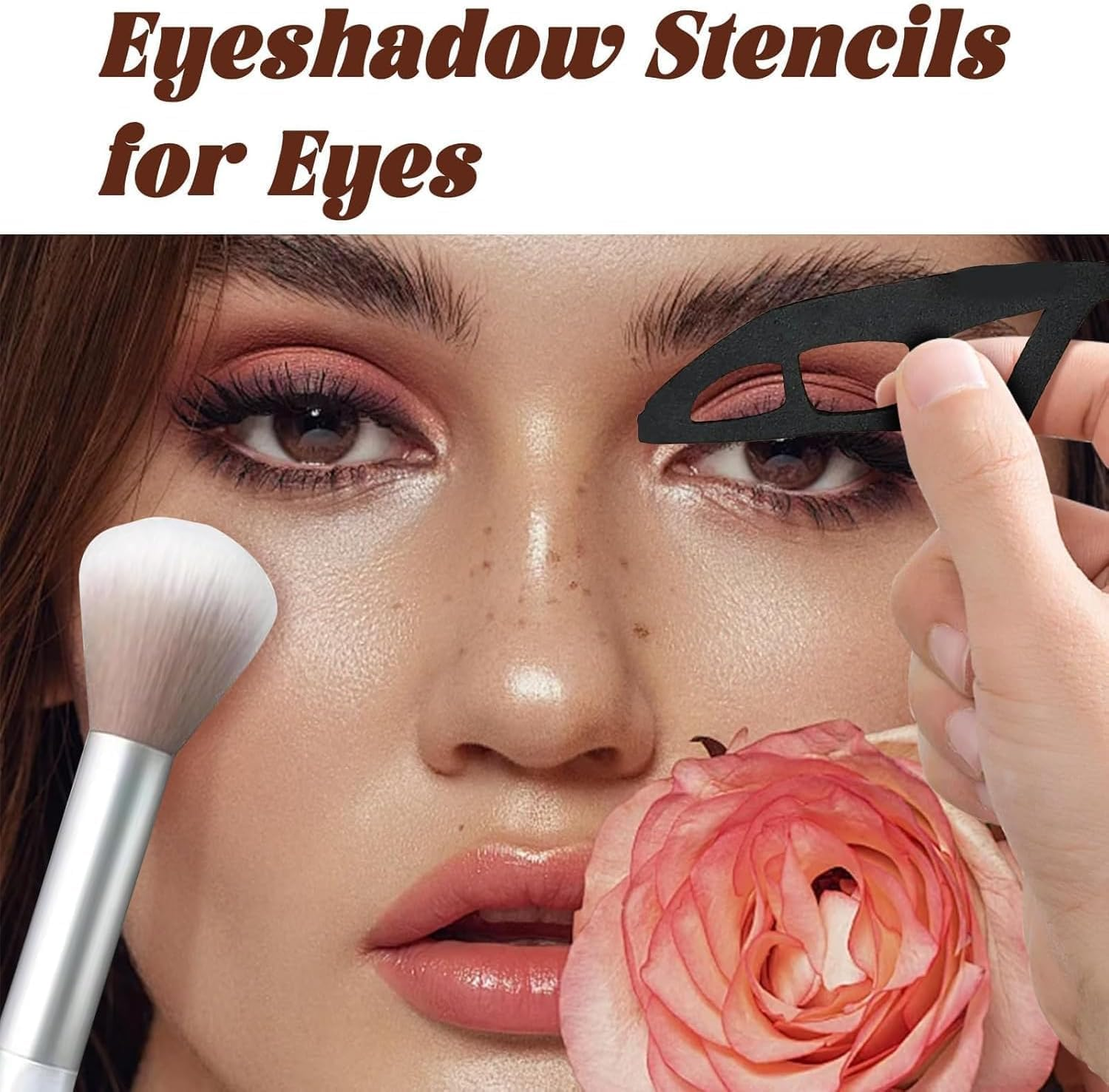 Eyeshadow Stencils, 2 Pieces, Reusable Eye Makeup Aid with Brush, Eyeliner Template for Women image number 1