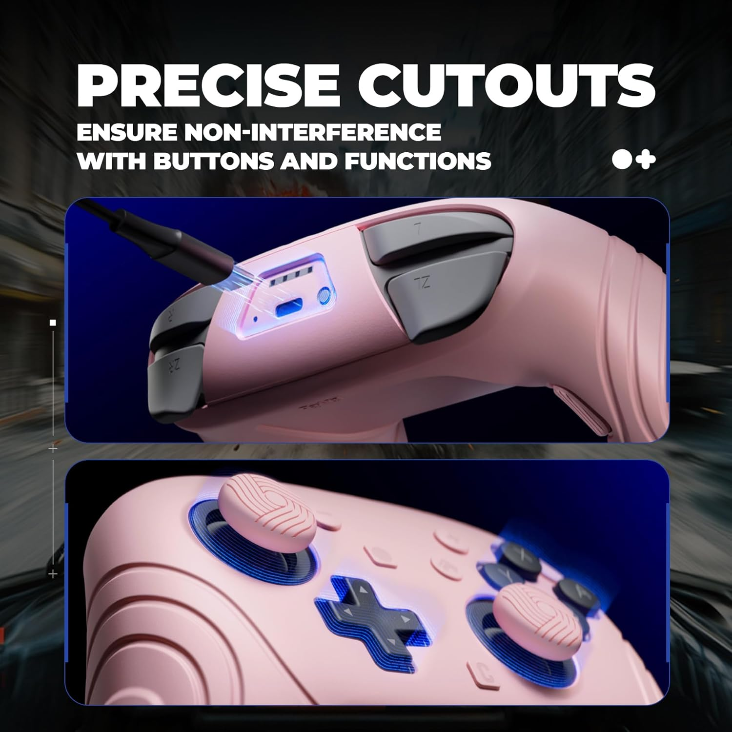 Playvital for Nintendo Switch 2 Pro Controller Silicone Cover &ndash; Samurai Edition Protective Skin Case for Switch 2 Pro Controller with Back Button Caps & Thumb Grips & Stickers - Cherry Blossoms Pink image number 6