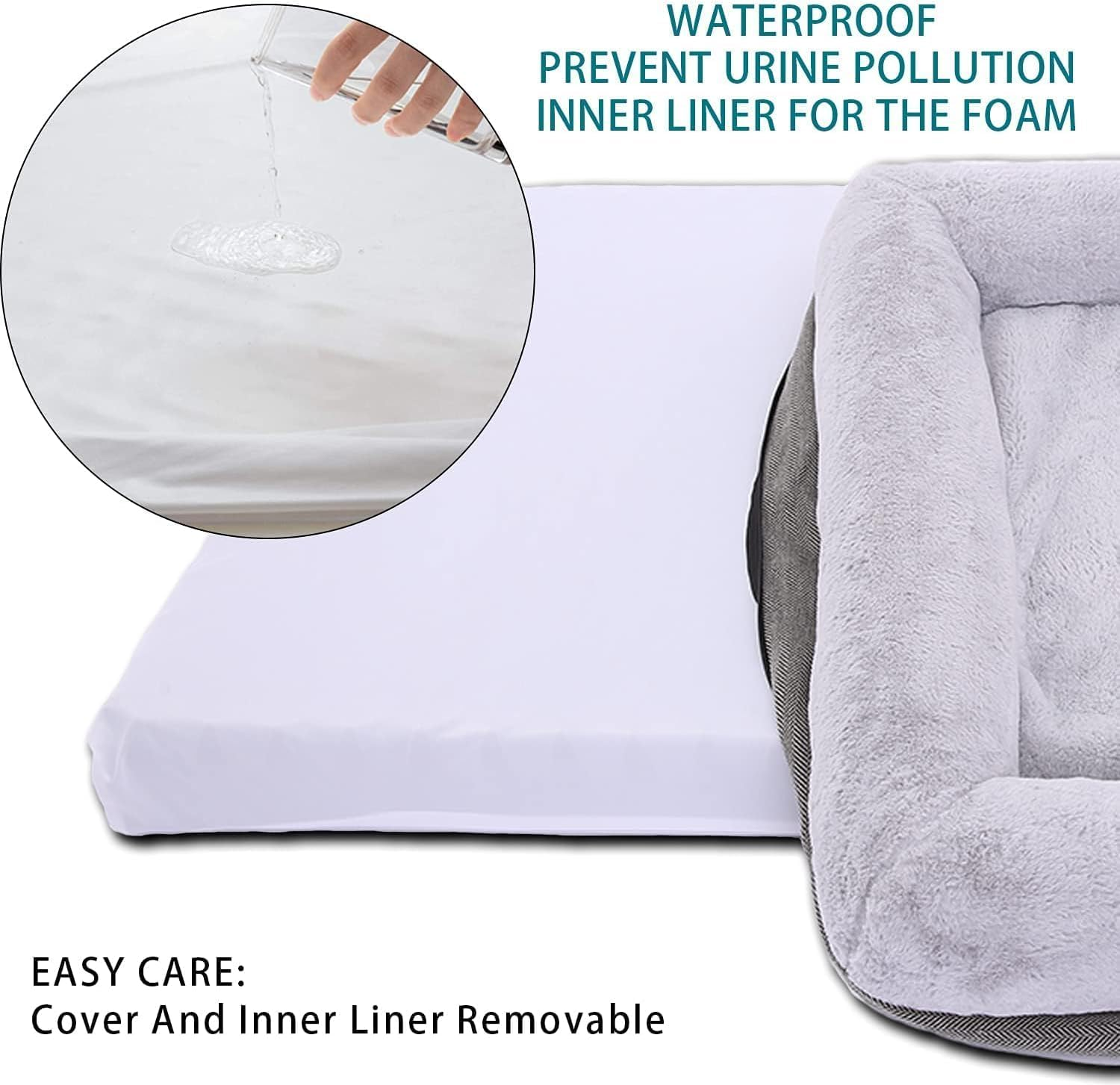 WINDRACING Orthopedic Dog Bed for Large Dogs, Bolster Sides Dog Sofa Bed with Removable Washable Cover & Non-Skid Bottom, Soft Pet Bed with Egg Foam Dog Couch for Sleeping, 36 X 23 Inch, Gray image number 3