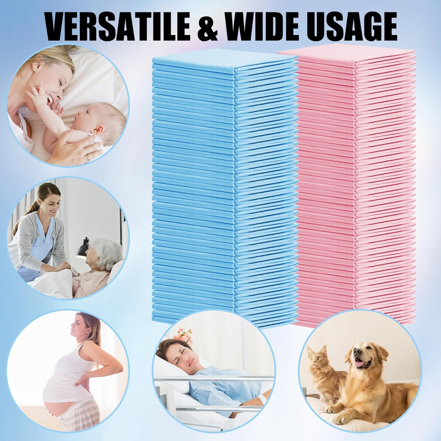 Cptoion 100 Pack Disposable Changing Pads,17 X 13 in Baby Disposable Underpads,Ultra Absorbent Disposable ,Waterproof Diaper Changing Pad,Leakproof Breathable Underpads Bed Table Protector Mat - Pink image number 2