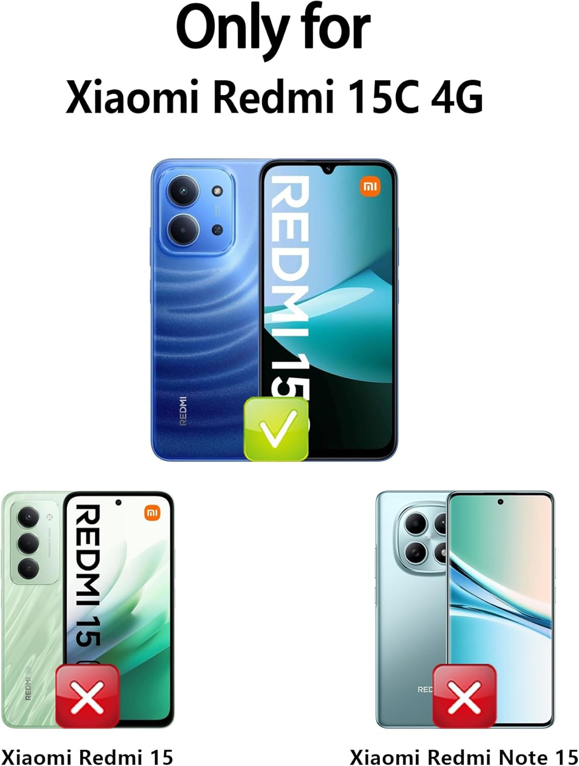 Aiziki for Xiaomi Redmi 15C 4G Phone Case, Leather Flip Case with 3 Card Slots & Kickstand, Anti-Drop, Magnetic Closure, Compatible with Xiaomi Redmi 15C 4G Case- Black image number 3