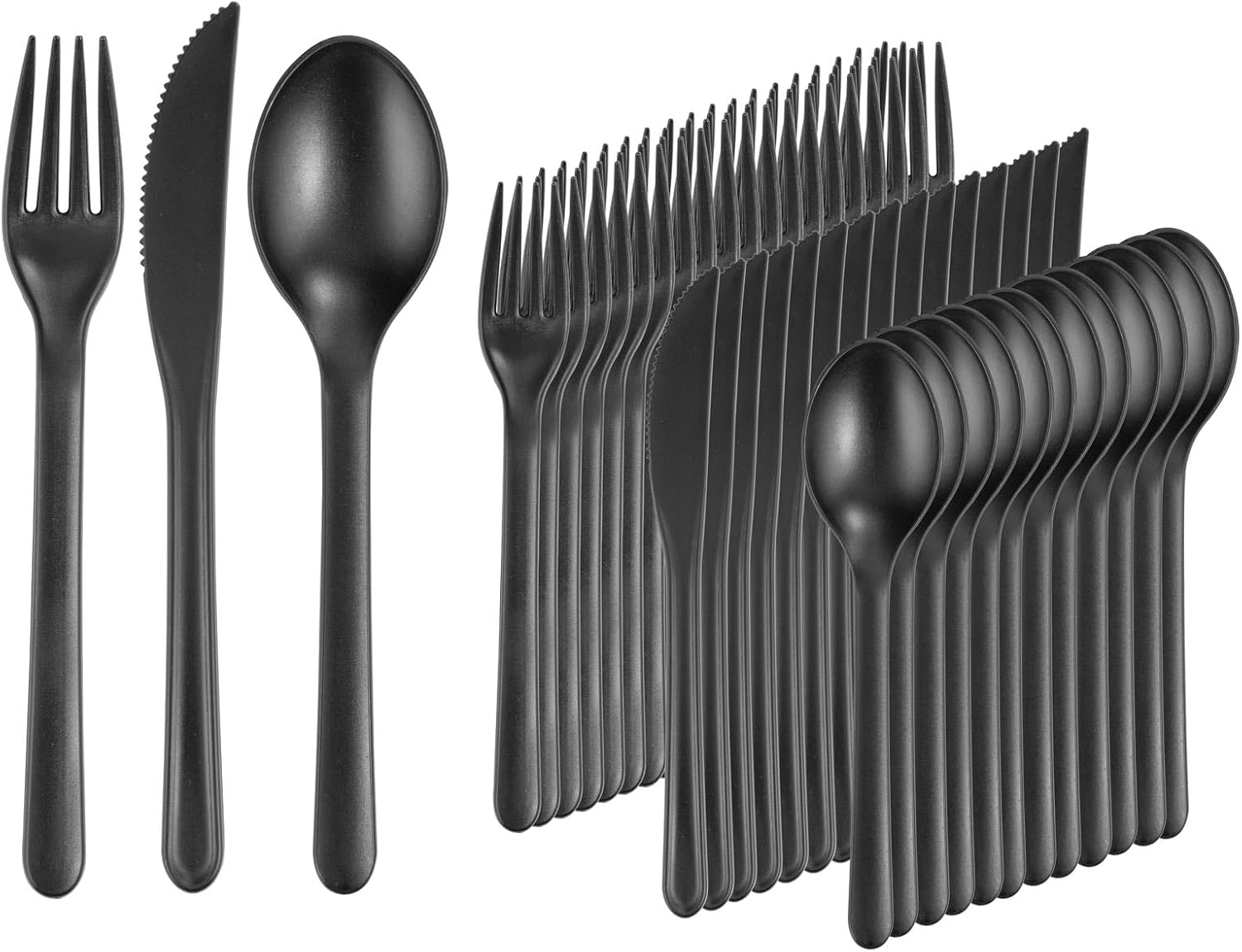 180Pcs Black Cutlery Set,Heavy Duty Cutlery Reusable Wheat Straw Tableware Set with Knife,Fork & Spoon, Dishwasher Safe,For Family Travel Party Outdoor Picnics image number 3