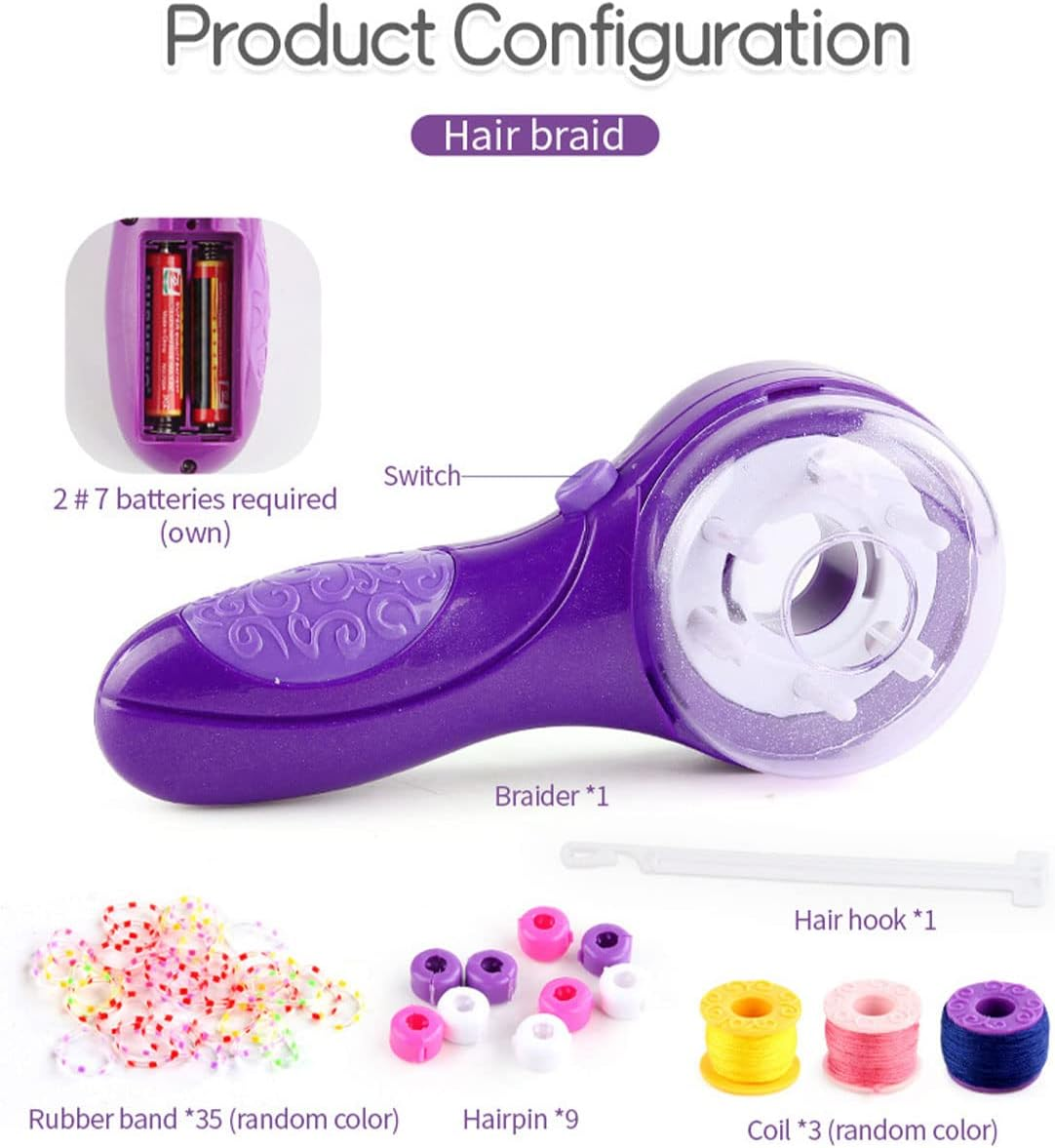 Electric Automatic Hair Braider - DIY Decoration Tool, Portable Creative Fashion Salon Braiding Toy Kit for Girls Kids Age 6+ - Toys Gifts image number 5