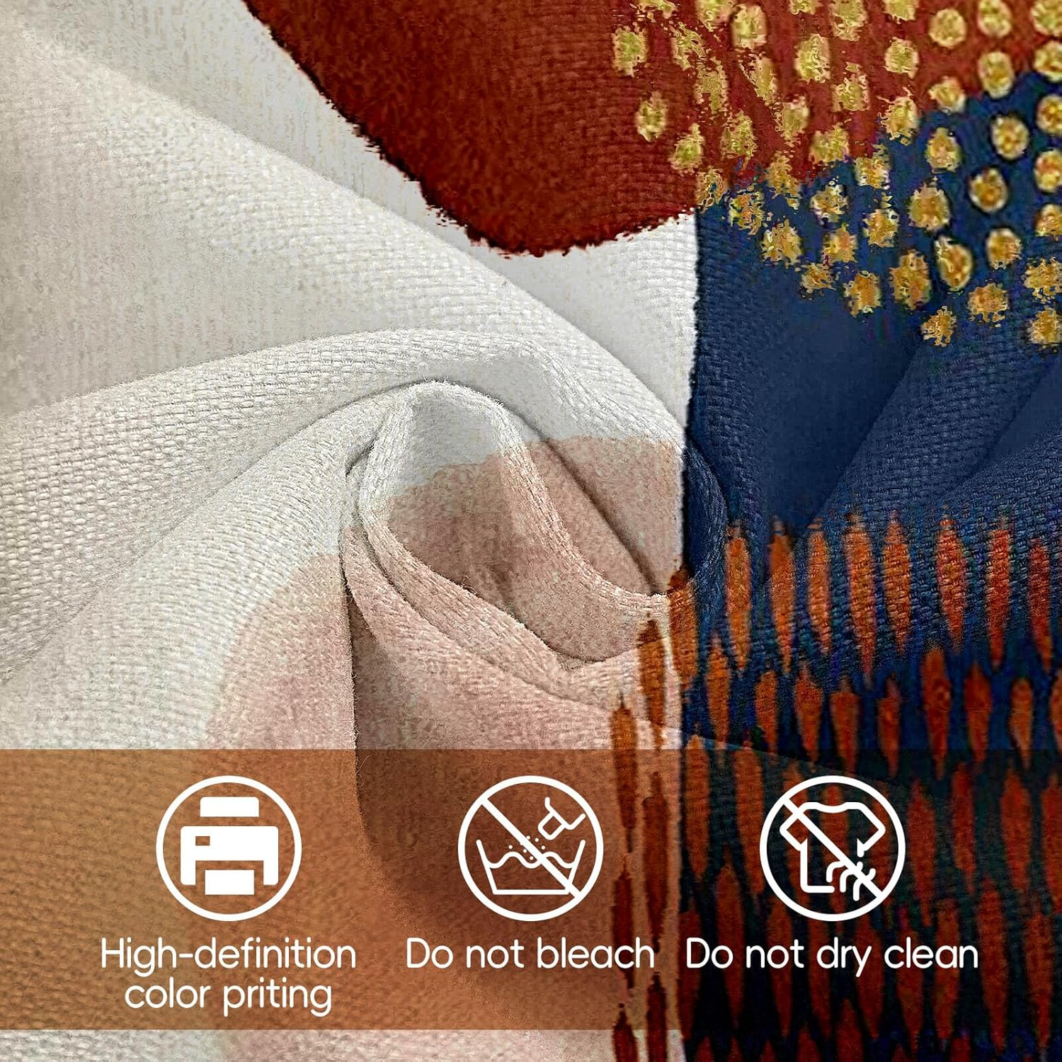 Square Linen Pillow Covers 45X45Cm Set of 4 Boho Abstract Modern Art Decorative Throw Pillow Cover Minimalist Geometric Bohemian Cushion Case for Couch, Bed, Home Decor image number 4