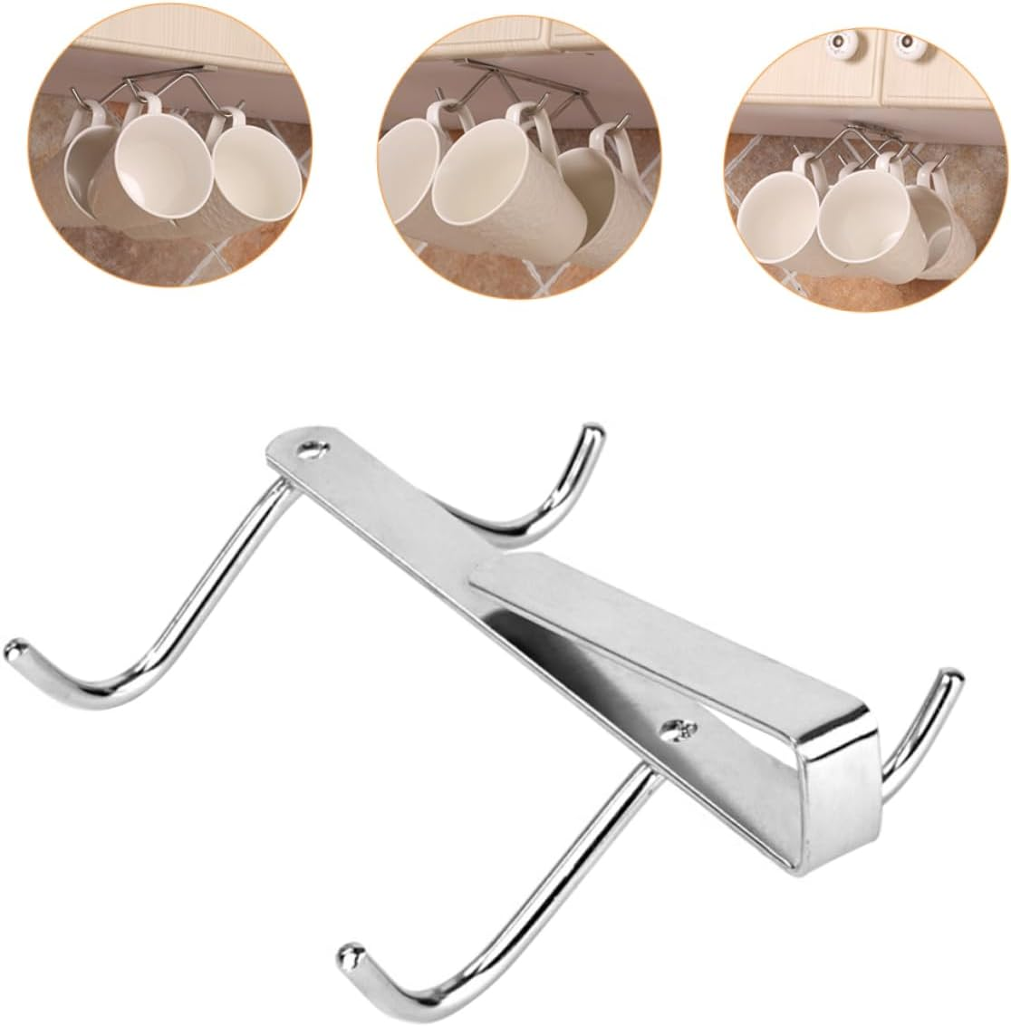 NAMOARLY 1Pc Stainless Steel Cup Stand Punch Storage Rack Compact Hanging Shelf for Coffee Cups and Small Items Home Cup Organizer under Cabinet image number 1