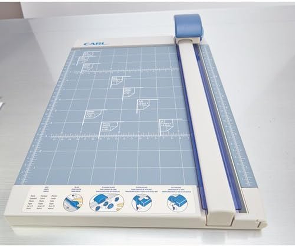 Carl MFG Rotary Trimmer, 12-Inch Cutting Length, 10-1/4 X 12 X 3/4 Inches, Gray (CUI12200), Blue and Gray image number 6