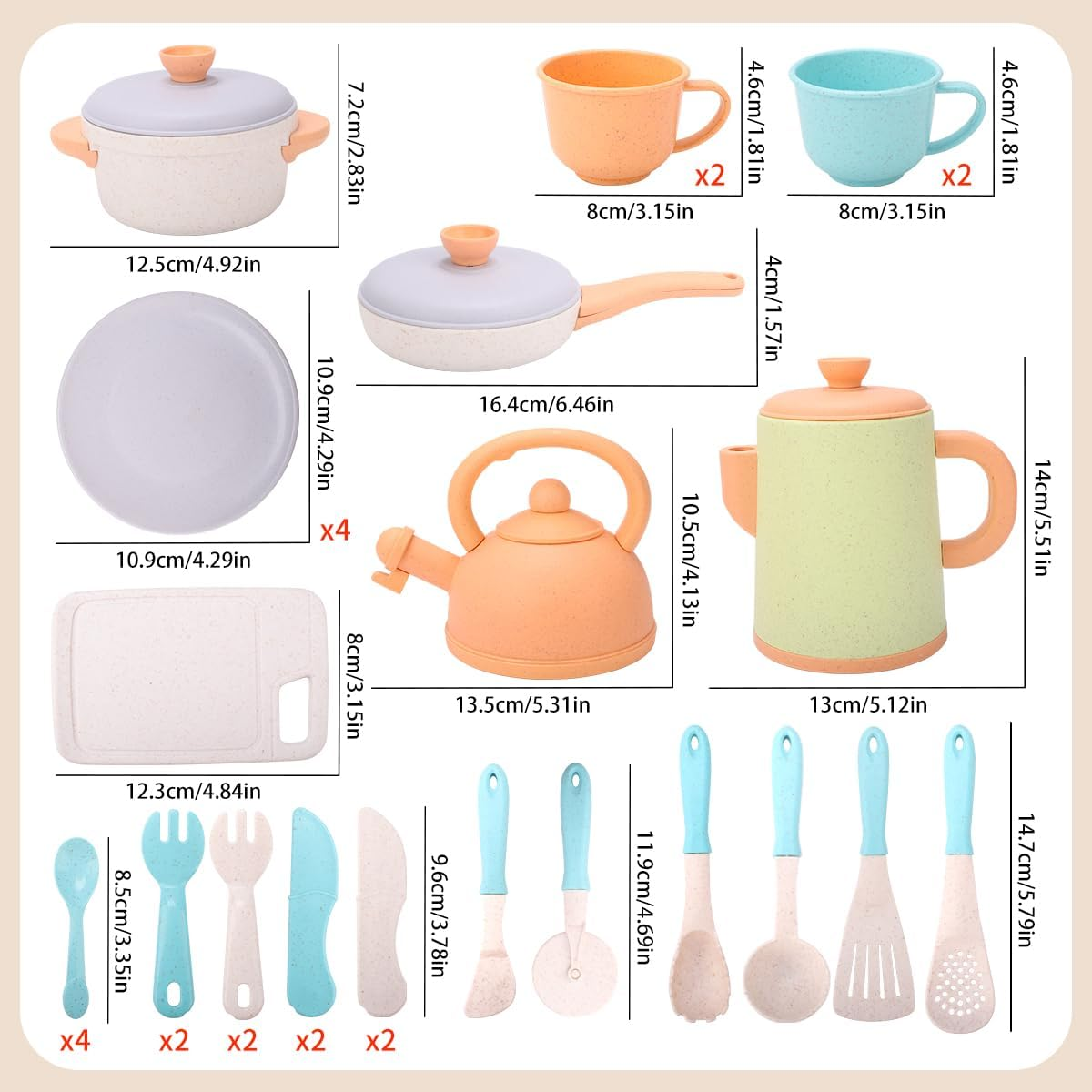 JQLM Kids Kitchen Playset, Play Kitchen Accessories Pretend Play Role Toys with Cookware Pots and Pans, Cooking Utensils, Tea Set for Toddler, 3 4 5 6 Year Old Boy Girl Gifts image number 4