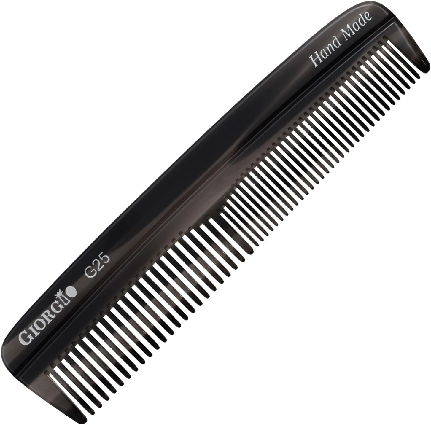 Giorgio G25 Finetooth and Widetooth Pocket Comb - Hair Styling Comb for Men and Women, Handmade Beard Combs for Men, Barber Combs, for Grooming,Saw Cut and Polished (Black Graphite) image number 3