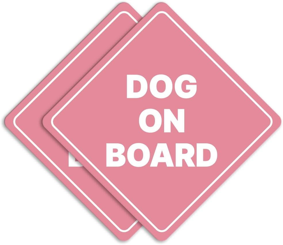 GEEKBEAR Dog on Board Car Sign - Sticker or Magnet & Color Options, Weather-Resistant - Diamond Shape 6.8 X 6.8 in (Mint, Reflective Magnet)