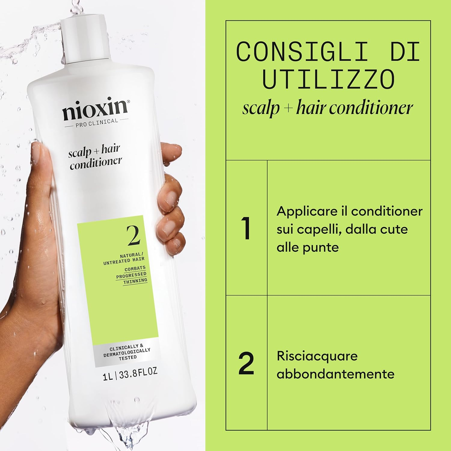 Nioxin System 2 Scalp plus Hair Thickening Conditioner for Natural Hair with Progressed Thinning, 1000 Ml image number 3