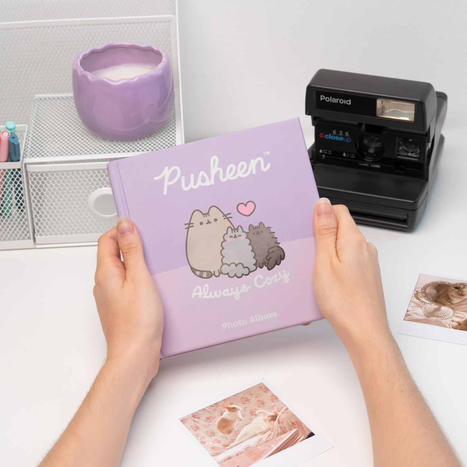 Grupo Erik Photo Album Self Adhesive - Pusheen Cat | Polaroid Photo Album 6.3 X 6.3 Inches - 16 X 16 Cm, 11 Double Sided Pages, Hardcover Instax Photo Album | Pusheen Gifts for Cat Lovers image number 1